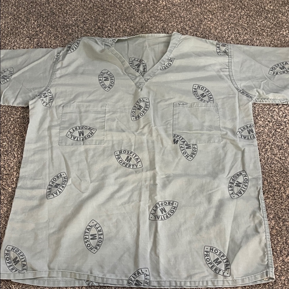 Printed Olive Women's Scrub Top